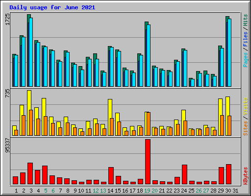 Daily usage for June 2021