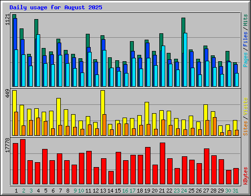 Daily usage for August 2025